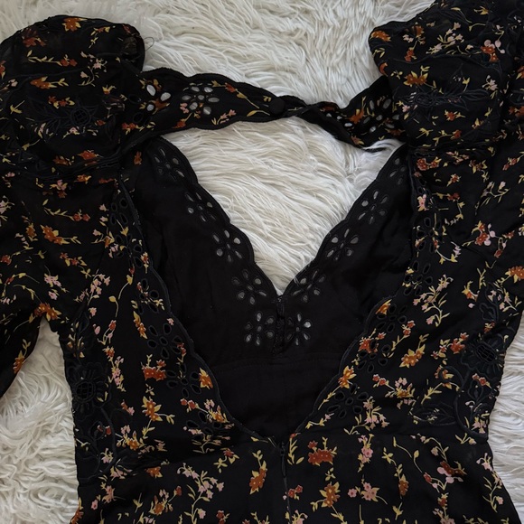 Free People Floral Black Open-Back Dress - Picture 4 of 13